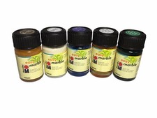 Marabu Easy Marble Paint Multi-Color Set of 5-Gold White Ultramarine Green Clear