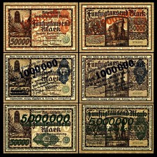 1 - 5 Mio. Mark - Stadtgemeinde Danzig -   Overprint 1923 - Reproduktion 
