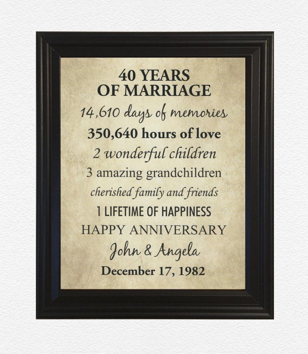 40th Anniversary Gift for Wife, 40 Year Wedding Anniversary Gifts for