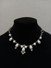 14" Charming Charlie Rsvp Silverstone White Stone Accented Chain Necklace A35