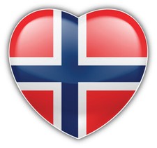Norway Glossy Heart Flag Car Bumper Sticker Decal