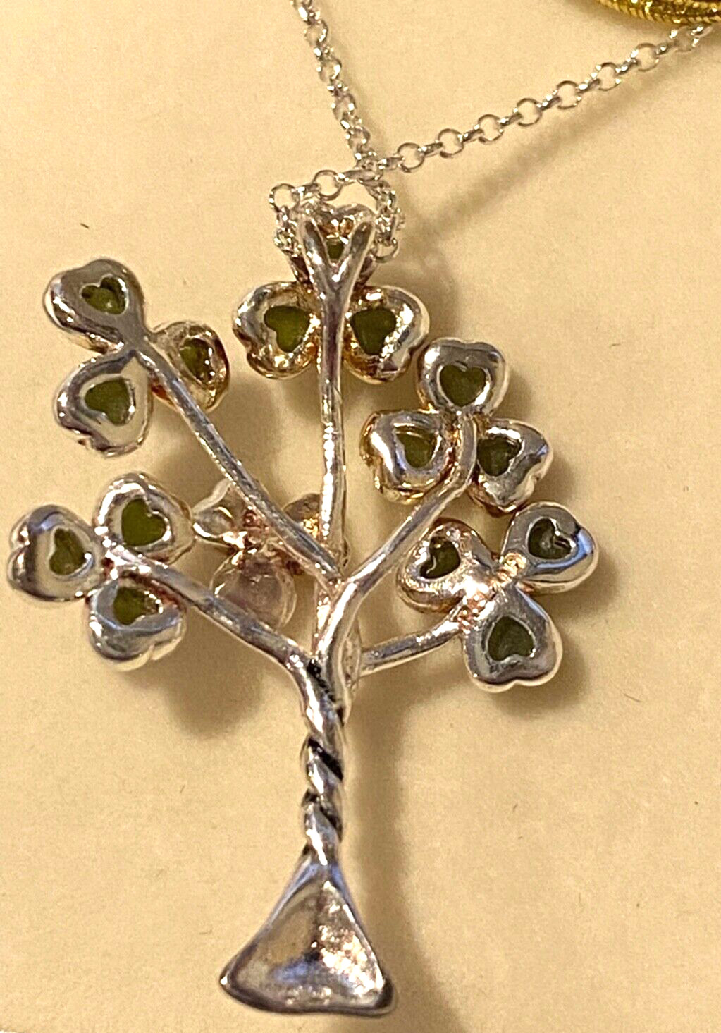 Sterling Silver Tree with Connemara Marble 3 Leaf Clovers J.C. Walsh & Sons NEW