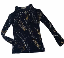 U Go Girl long sleeve cold shoulder studded splatter top 8