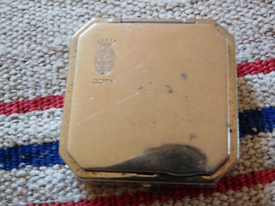 Alte Puderdose Coty Paris Art Deco Metall Spiegel Tasche Dose Pulver Luxus
