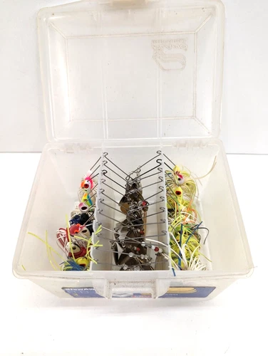 Jig Head Spinner Bait/Fishing Lures Various Colors Lot of 22 In Plano StowAway 