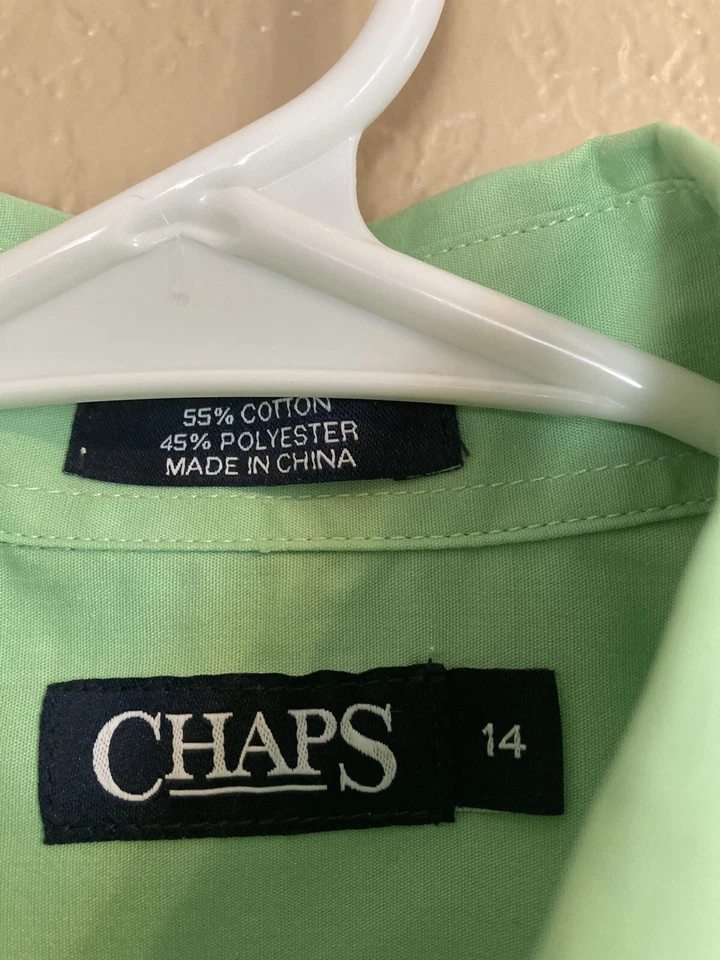 Chaps Talla 14 Niños Botones Manga Larga Aguacate Verde Foto 4 de 4