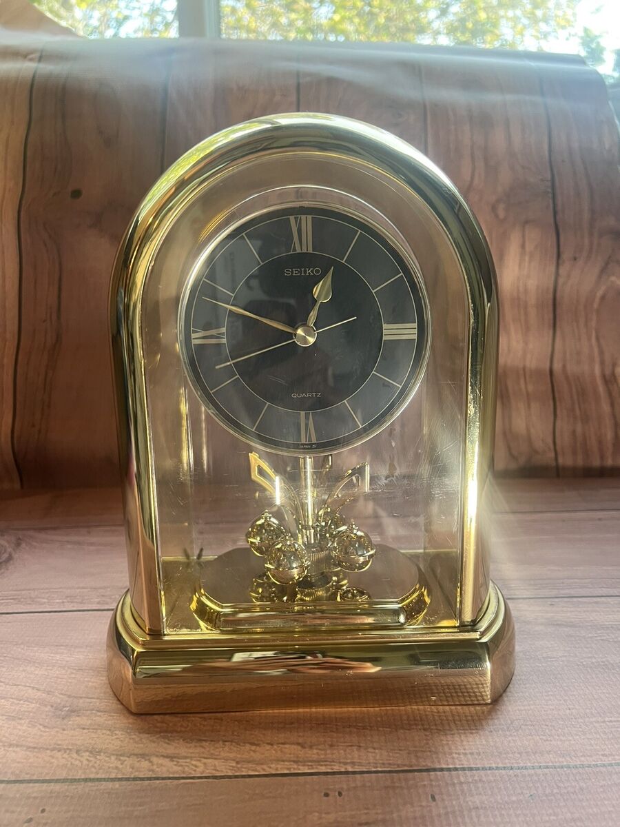 Seiko Rotating Pendulum Gold Mantle Clock Japan QQZ189G | eBay Seiko Rotating Pendulum Gold Mantle Clock Japan QQZ189G | eBay
