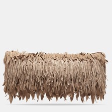 Roberto Cavalli Beige/pink Suede Fringe Flap Clutch