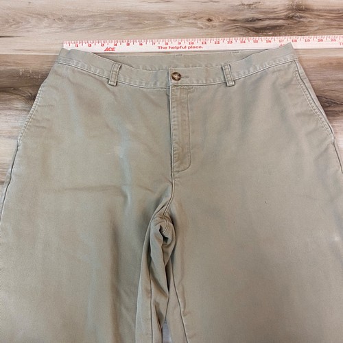LL Bean Flannel Lined Pants Mens 36 x 32 Khaki Natural Fit Cotton Chino - Picture 2 of 11