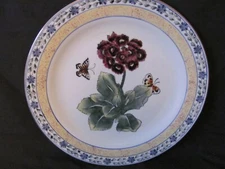 ORIENTAL ACCENT - Decorative Plate Wine/Burgundy Flower & Butterflies 10 5/8"  