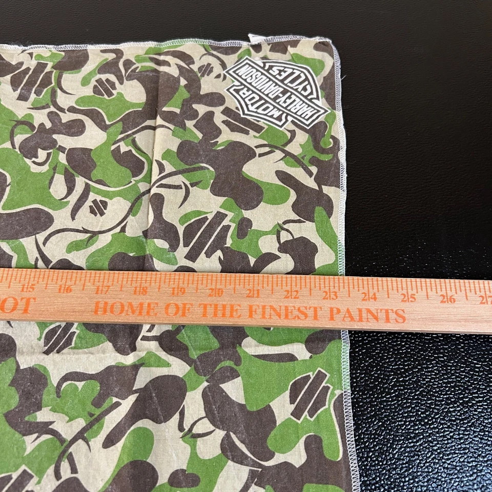 Pañuelo/bufanda vintage Harley Davidson camuflaje cuadrado verde marrón 24x24" Foto 3 de 4