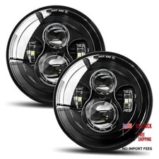 2pcs Projector 7 Inch LED Headlights Hi/Lo Beam 7    Round Black no halo 