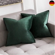 MIULEE 2er Set Samt Kissenbezüge 50x50 Dunkelgrün Re
