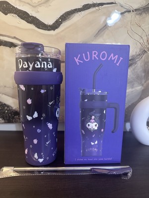Cute 40oz Kuromi Tumbler with Straw & Handle   Personalized with Your Name!