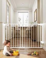 Expandable 31.6-48" Baby Gate for Stairs, Wall-Mounted, 2-in-1 No Bottom Bar Dog