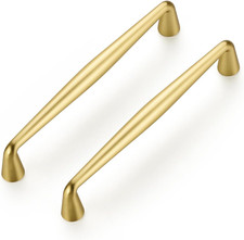 5 Pack 5 Inch Brushed Brass Kitchen Cabinet Handles Solid Zinc Alloy Cabinet Pul