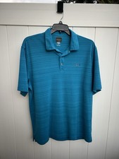 GREG NORMAN Play Dry Striped Performance Polo Golf Blue Short Sleeve XL