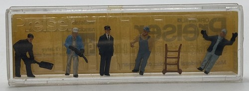 Preiser 4017 HO Railroad Track Crew con Dolly (Juego de 6) | Condition: New