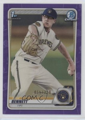 2020 Bowman Chrome Prospects Purple Refractor 15/250 Nick Bennett #BCP-140 2ct