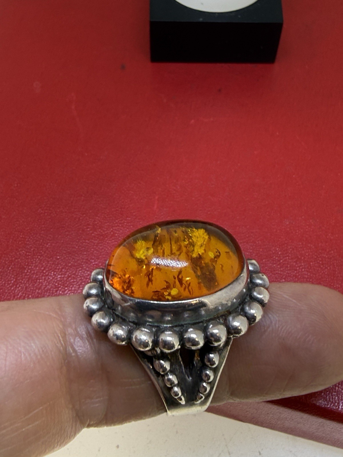 Statement Steven Dweck Sterling Silver Amber Ring… - image 9