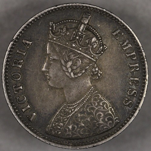 1877 India British Silver Rupee