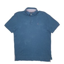 TOMMY HILFIGER Blue Polo Shirt Short Sleeve Cotton Mens M