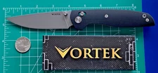 VORTEK FOCAL Black G10 D2 Drop Point Blade Axis Lock Large Folding Pocket Knife