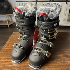ROSSIGNOL ALPINE WOMENS PURE ELITE 70 METAL SKI BOOTS SIZE 24.5 Black