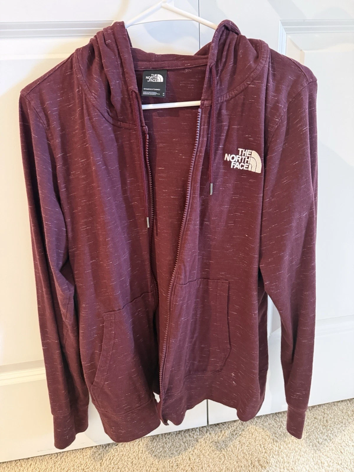The North Face Women's Maroon Zip-Up Hoodie Size Medium