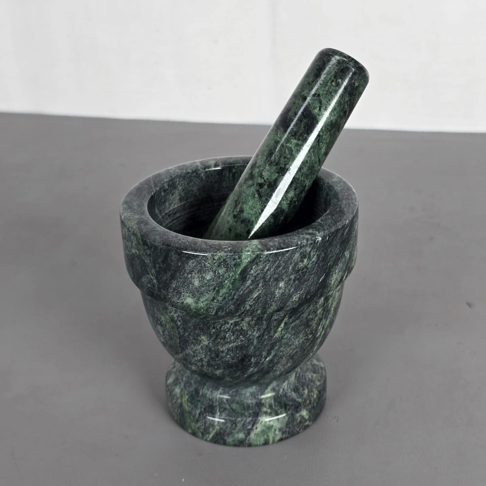 Green Polished Marble Mortar And Pestle Set Grinding & Crushing Herbs/Spices 4"
