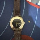 RARE Vtg Timex 100 Darwin 33mm Aluminum Bezel Watch Gold Tone Black