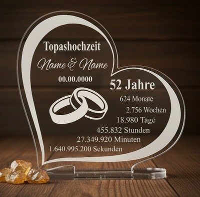 Geschenk Topashochzeit Hochzeitstag Gravur Größe wählbar 52 Jahre Geschenk