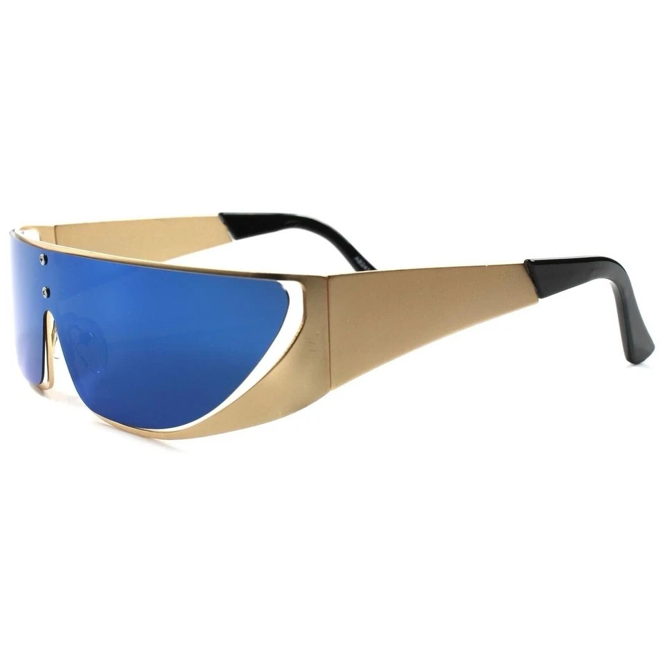 ROBÔ ESPACIAL FESTA RAVE CLUBE FANTASIA CICLOPE ESCUDO FUTURISTA ÓCULOS DE SOL Azul - Imagem 2 de 4