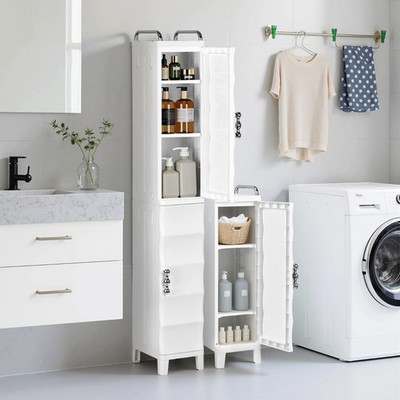 Slim Bathroom Storage Cabinet Narrow Floor Organizer Adjustable Shelves Bathroom