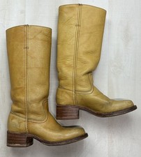 Vintage Frye Campus 14L Banana Boots Women 6 M Yellow Square Toe MADE IN USA