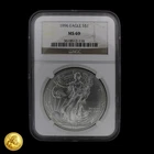 1996 American Silver Eagle NGC MS69 Brown Label -E471