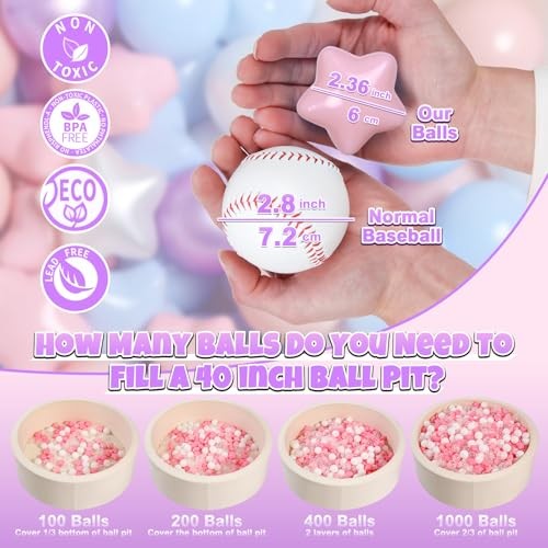 Ball Pit Balls for Toddlers Phthalate-Free BPA-Free Non 100 balls A Mix Colors - Photo 3/7