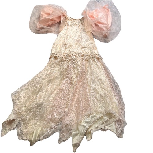 Vintage Loralie Lace Party Dress Size 8 Champagne Pink