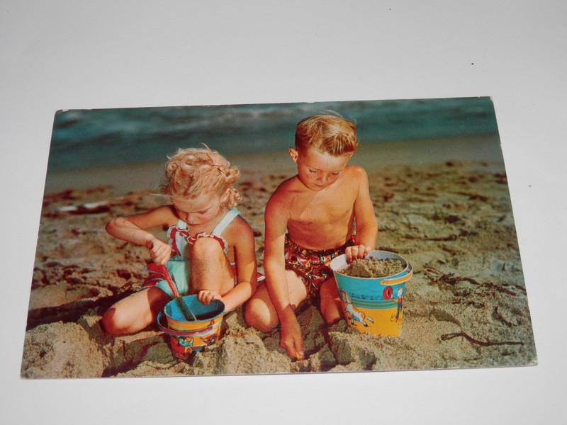 FISHING CREEK MARYLAND - 1960'S POSTCARD - GREETINGS - KIDS with SAND PAILS