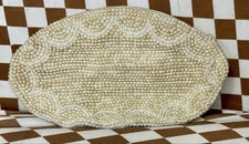 Vintage 1950's Reina Oval Pearl Beaded Evening Bag 7" with Zipper Closure
