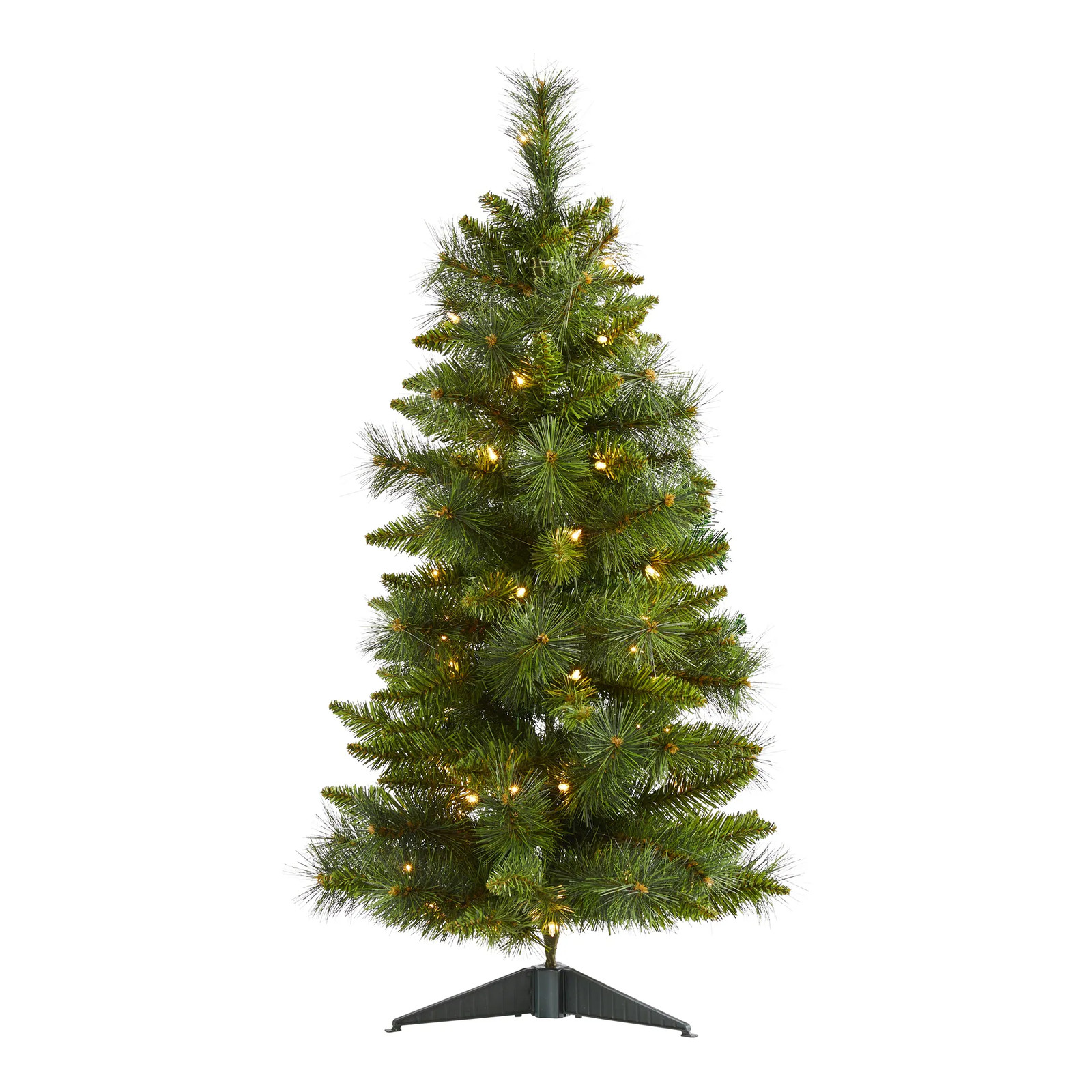 3ft New Haven Pine Christmas Tree with 50 Warm White LED Lights Green Artificial Holiday Tree