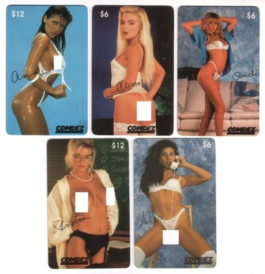 A Team Lingerie Models Alison, Alex, Andi, Ana, and Andrea Set of 5 Phone Cards
