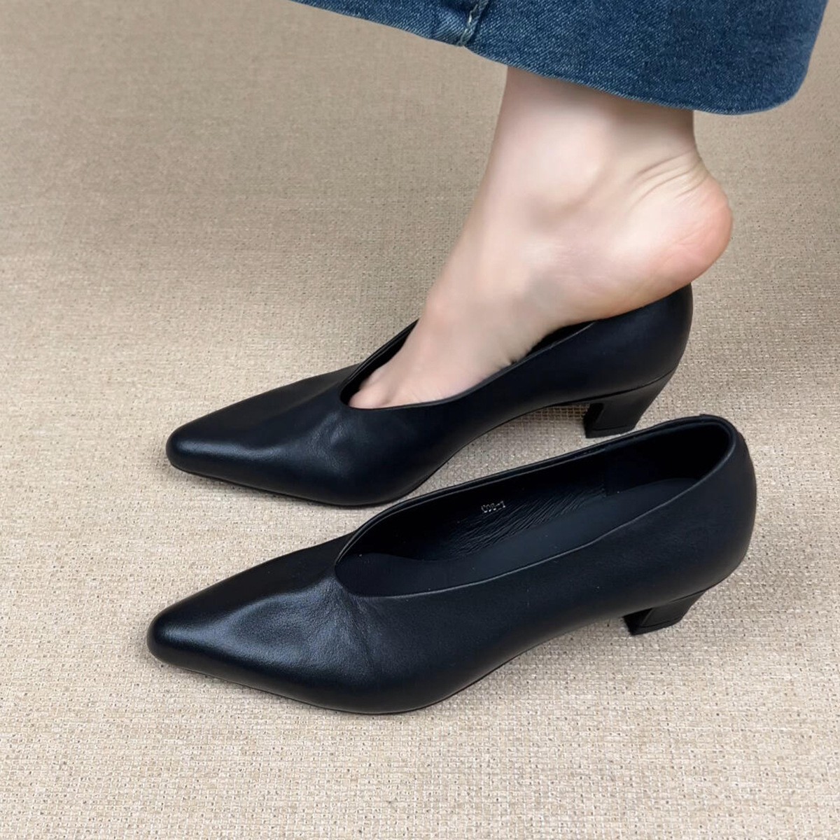 Retro French Style Womens Pointed Office Ladies Pumps High Block Heels Shoes New