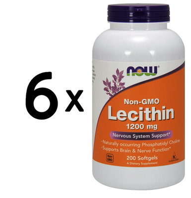 6 x NOW Foods Lecithin, 1200mg Non-GMO - 200 softgels (108,32 EUR/kg)