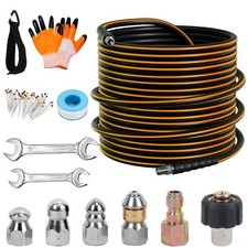 100FT Sewer Jetter Kit for Pressure Washer, 5800PSI Drain Cleaner Hose 1/4 In...