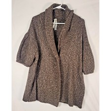 M Rena Sweater Womens M Shawl Collar Wool Blend 3/4 Sleeve Button Cozy Layered