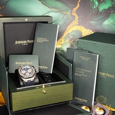 Audemars Piguet Royal Oak Offshore Titanium Blue Men's Watch 26420TI Full Set 4