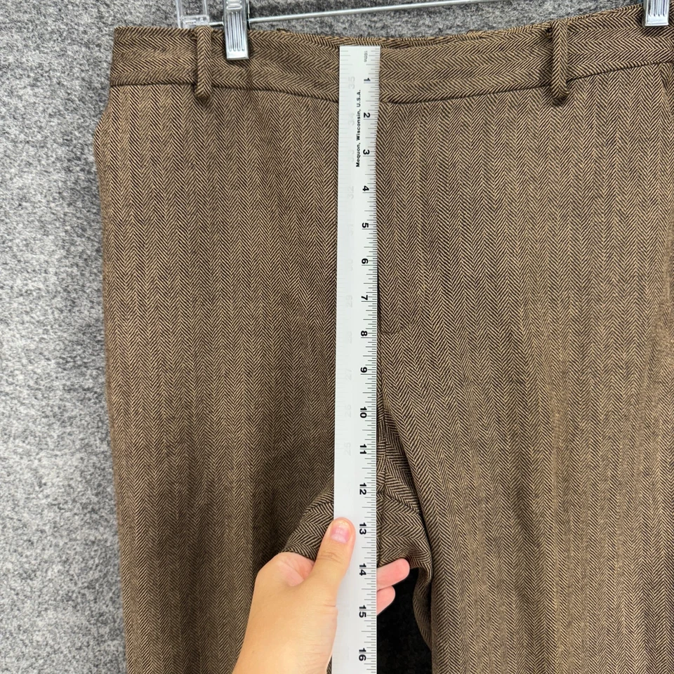 Pantalones de vestir Chaps para mujer 12 marrones forrados de lana tiro alto plisados bolsillos rectos Foto 4 de 4