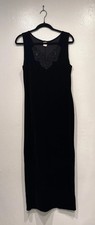 VTG 90s Black Velvet Maxi Dress Appliqu Whimsygoth Goth Homecoming Fairy Grunge