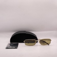 Prada Unisex Narrow Rectangle Thin Metal Sunglasses SPRA60 Gold/Green